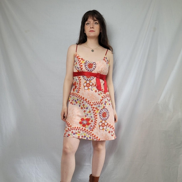 Vintage 90s floral pink cami slip dress - Picture 4 of 6